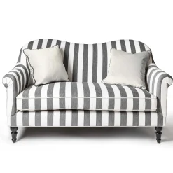 Clearance MacKenzie-Childs Marquee Loveseat - Chenille Grey Stripe