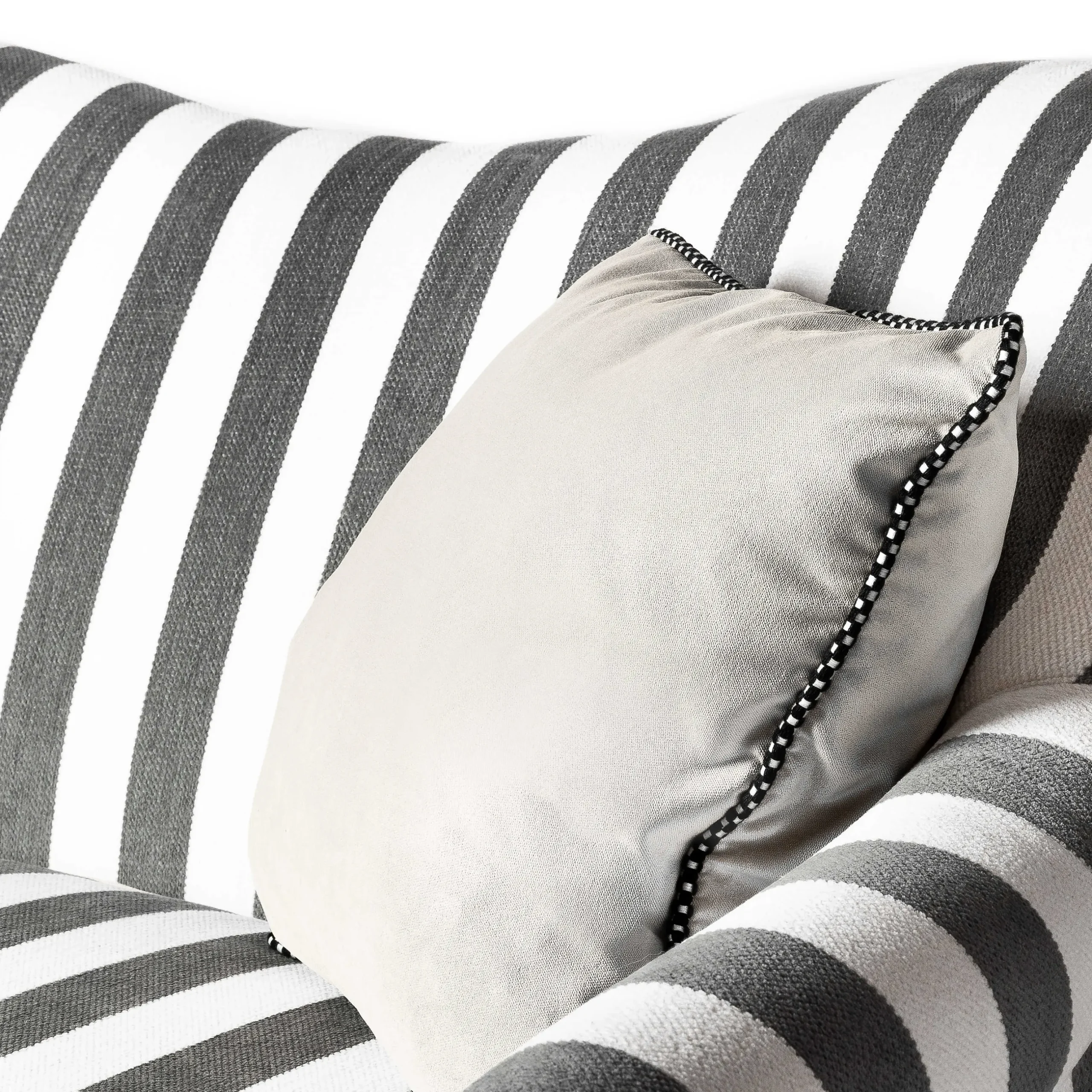 Clearance MacKenzie-Childs Marquee Loveseat - Chenille Grey Stripe