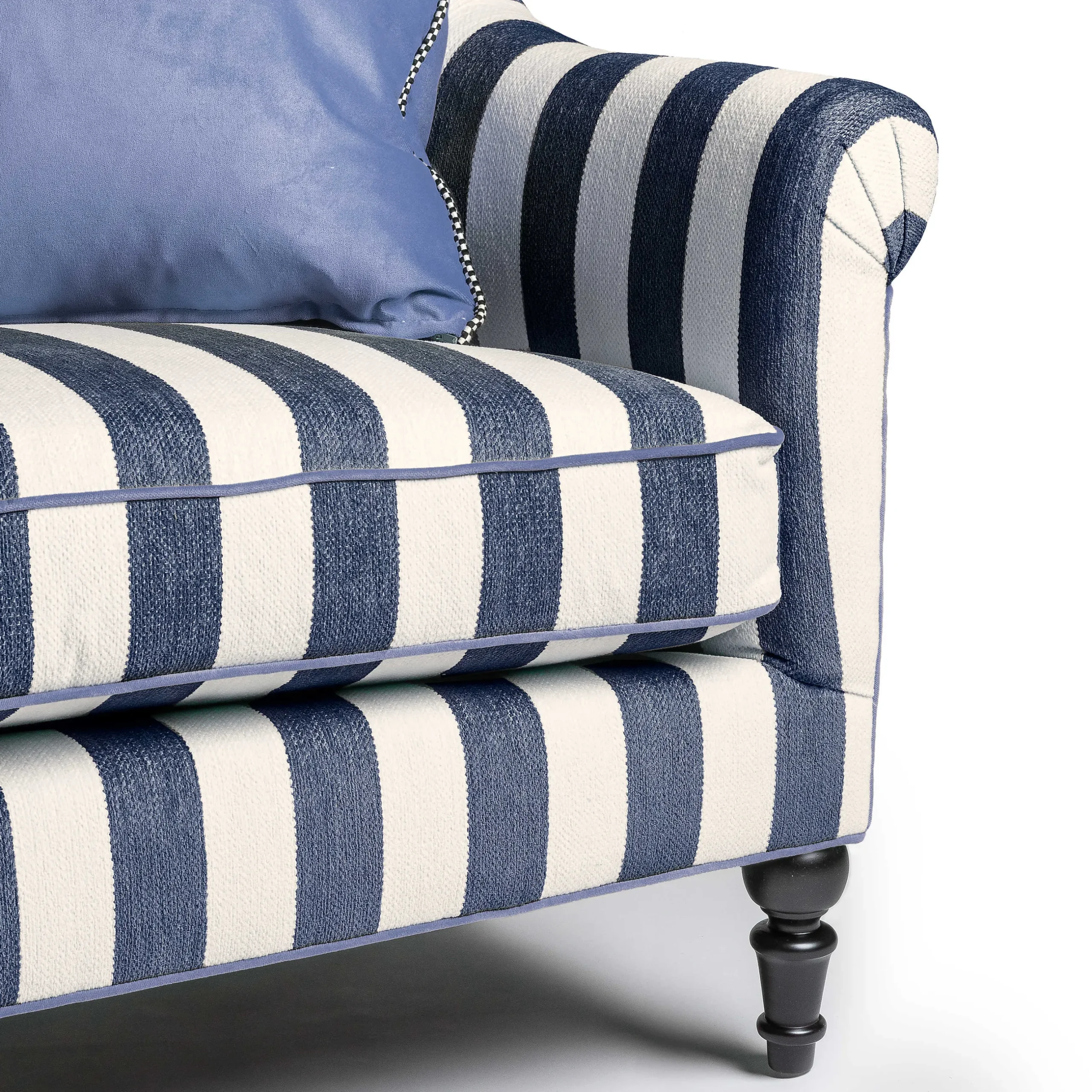 Outlet MacKenzie-Childs Marquee Loveseat - Chenille Navy Stripe