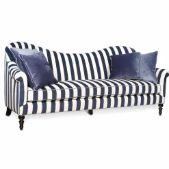 MacKenzie-Childs Marquee Sofa - Chenille Navy Stripe
