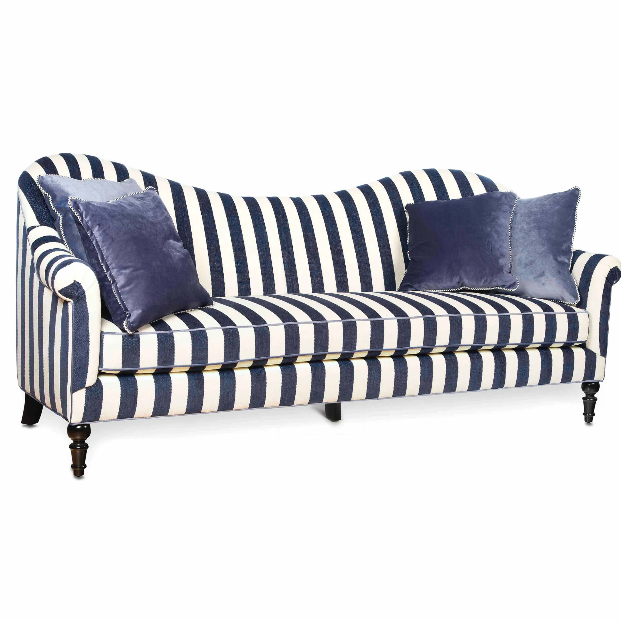 MacKenzie-Childs Marquee Sofa - Chenille Navy Stripe