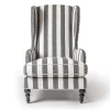 New MacKenzie-Childs Marquee Wing Chair - Chenille Grey Stripe