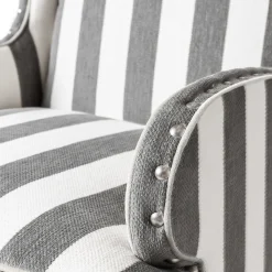 New MacKenzie-Childs Marquee Wing Chair - Chenille Grey Stripe