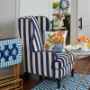 MacKenzie-Childs Marquee Wing Chair - Chenille Navy Stripe