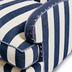 MacKenzie-Childs Marquee Wing Chair - Chenille Navy Stripe