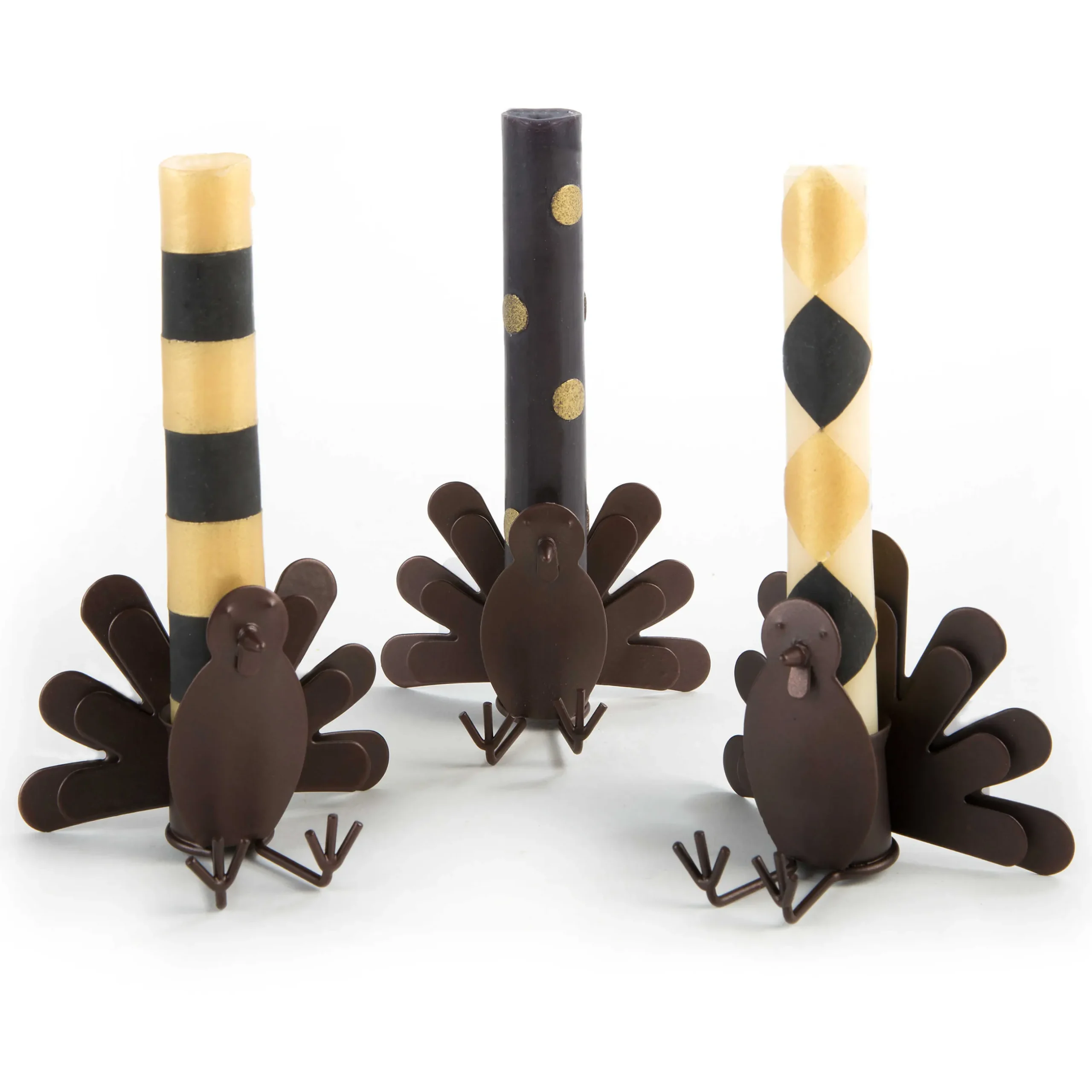 Online MacKenzie-Childs Mini Dinner Candles - Black & Gold - Set Of 6