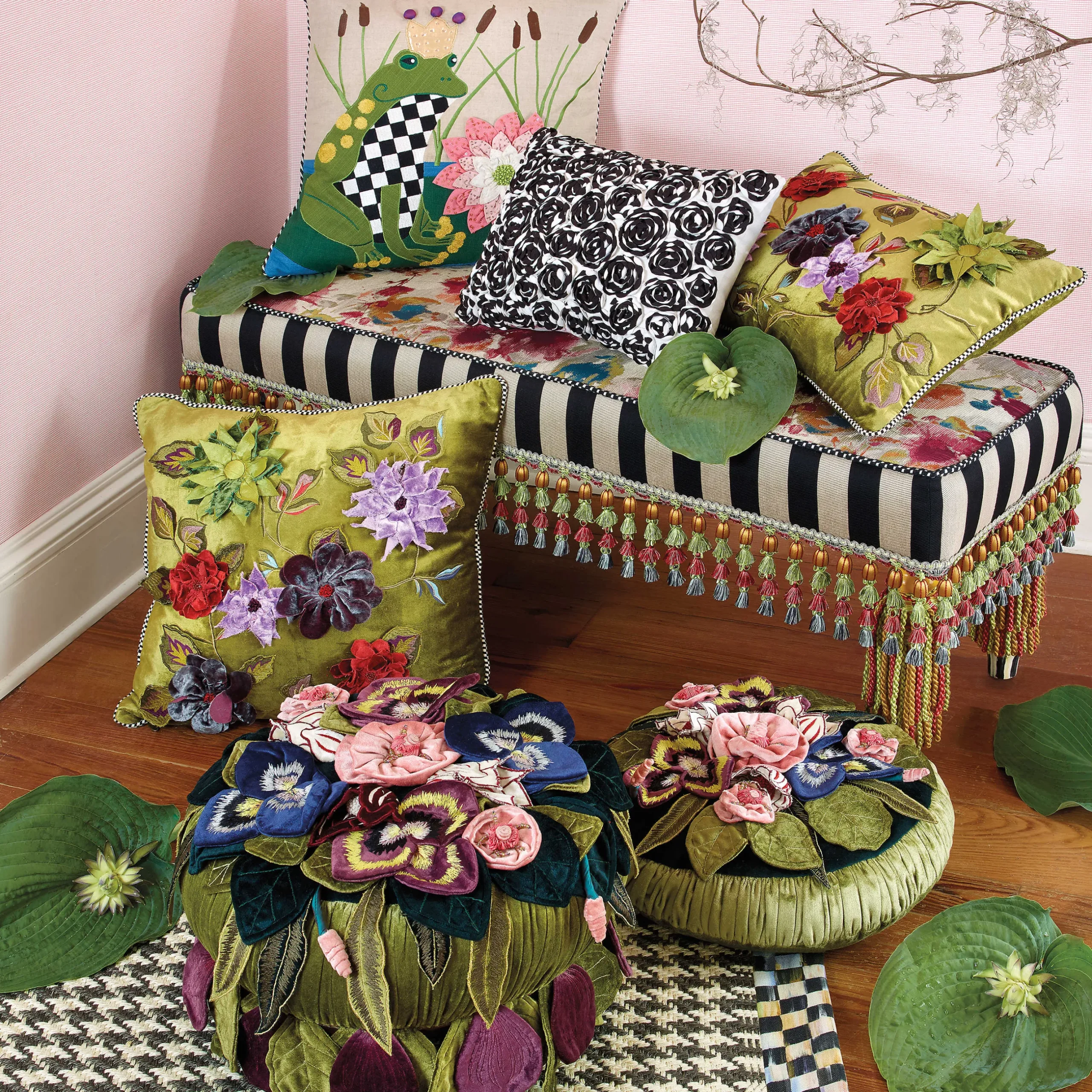 MacKenzie-Childs Moonlight Garden Footstool