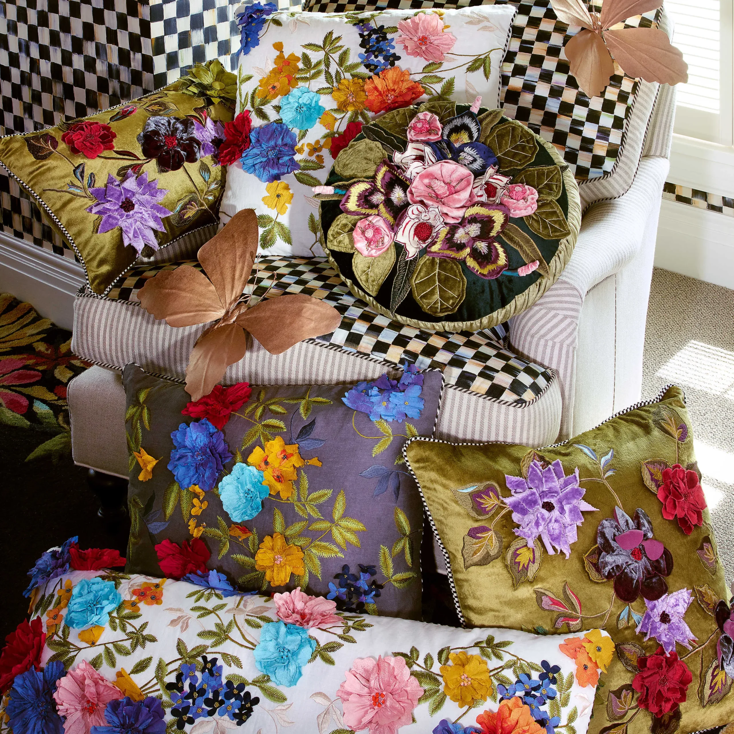 Clearance MacKenzie-Childs Moonlight Garden Pillow