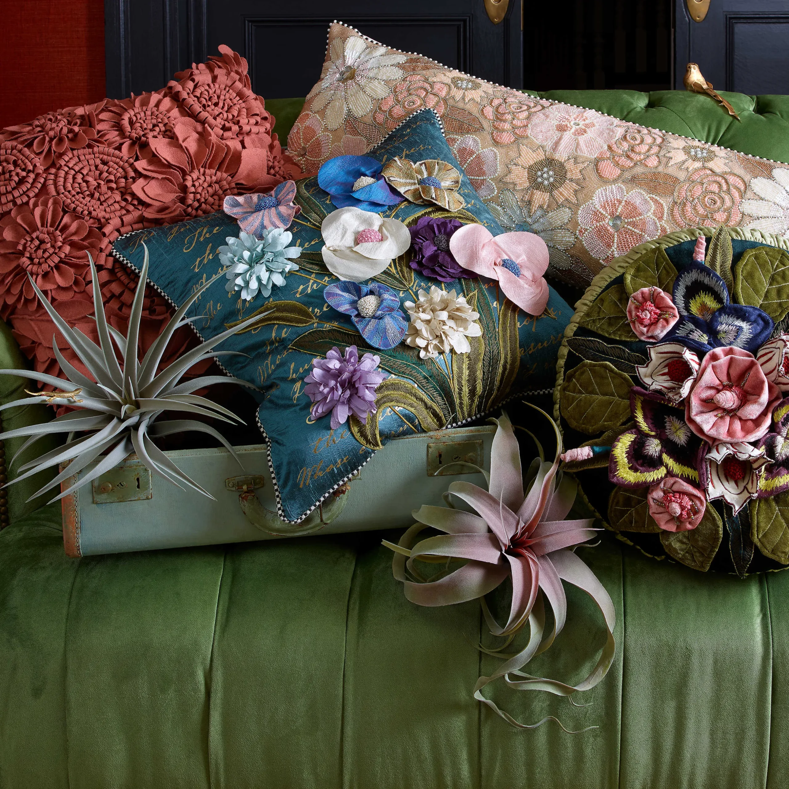 Clearance MacKenzie-Childs Moonlight Garden Pillow