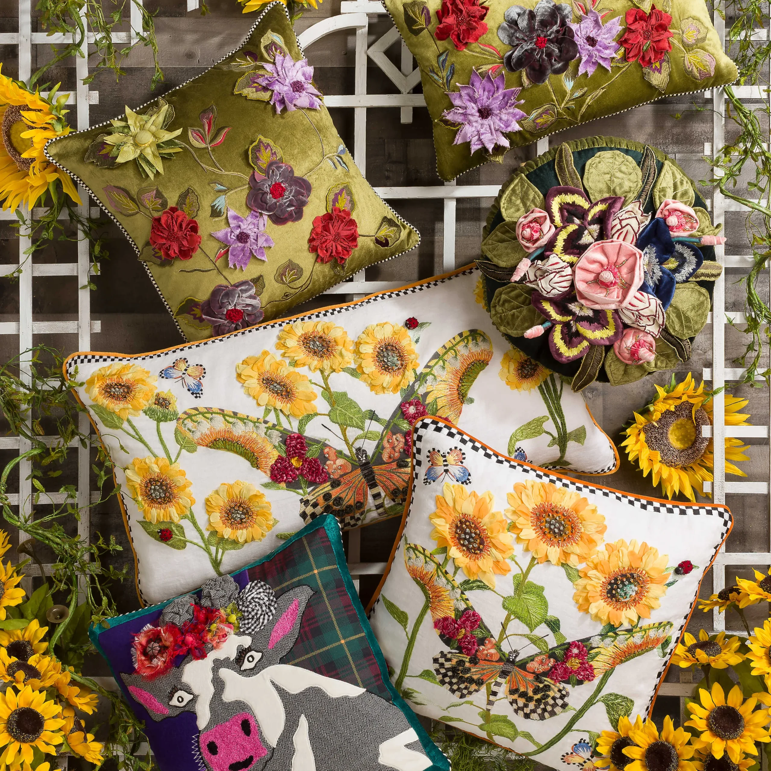 Clearance MacKenzie-Childs Moonlight Garden Pillow