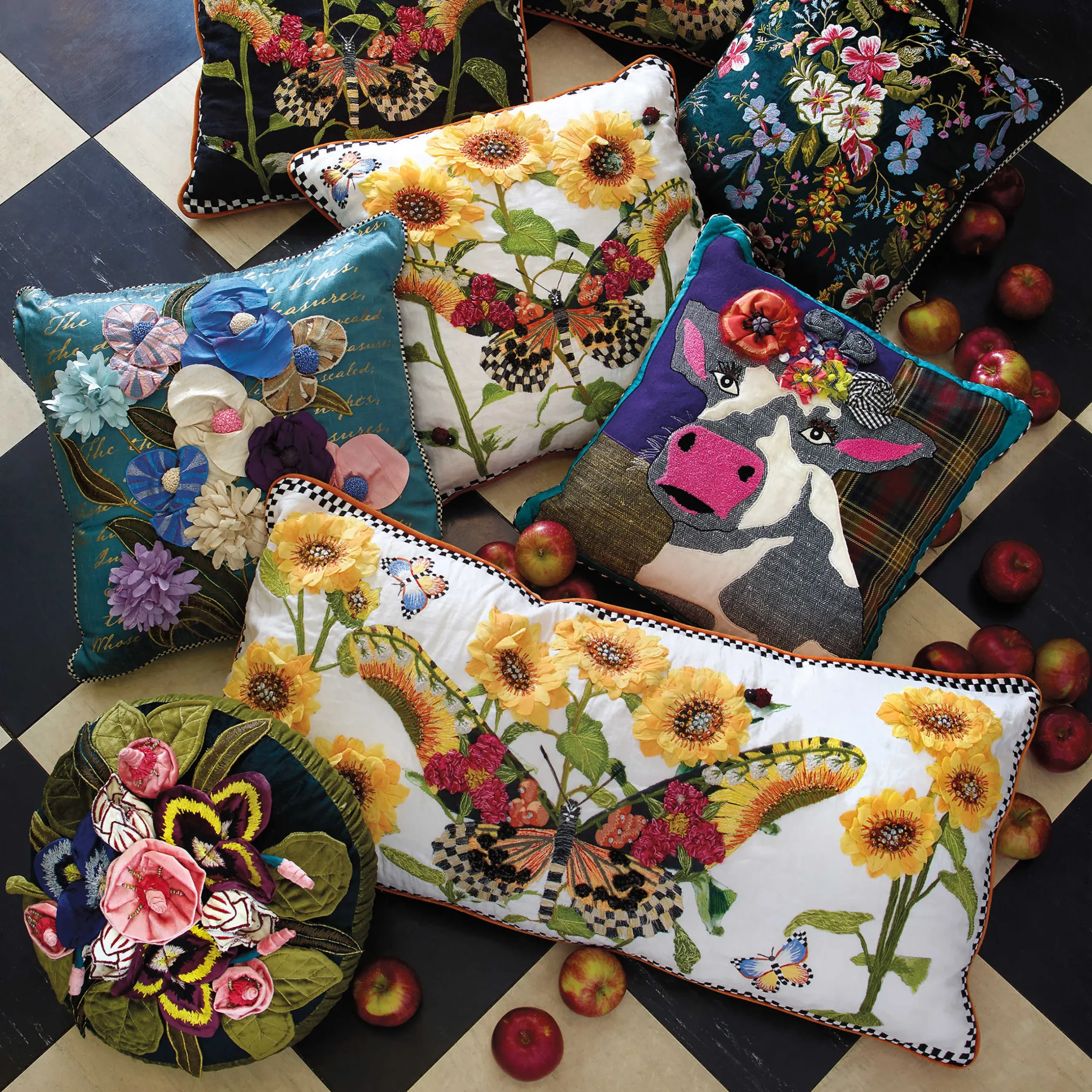 Clearance MacKenzie-Childs Moonlight Garden Pillow