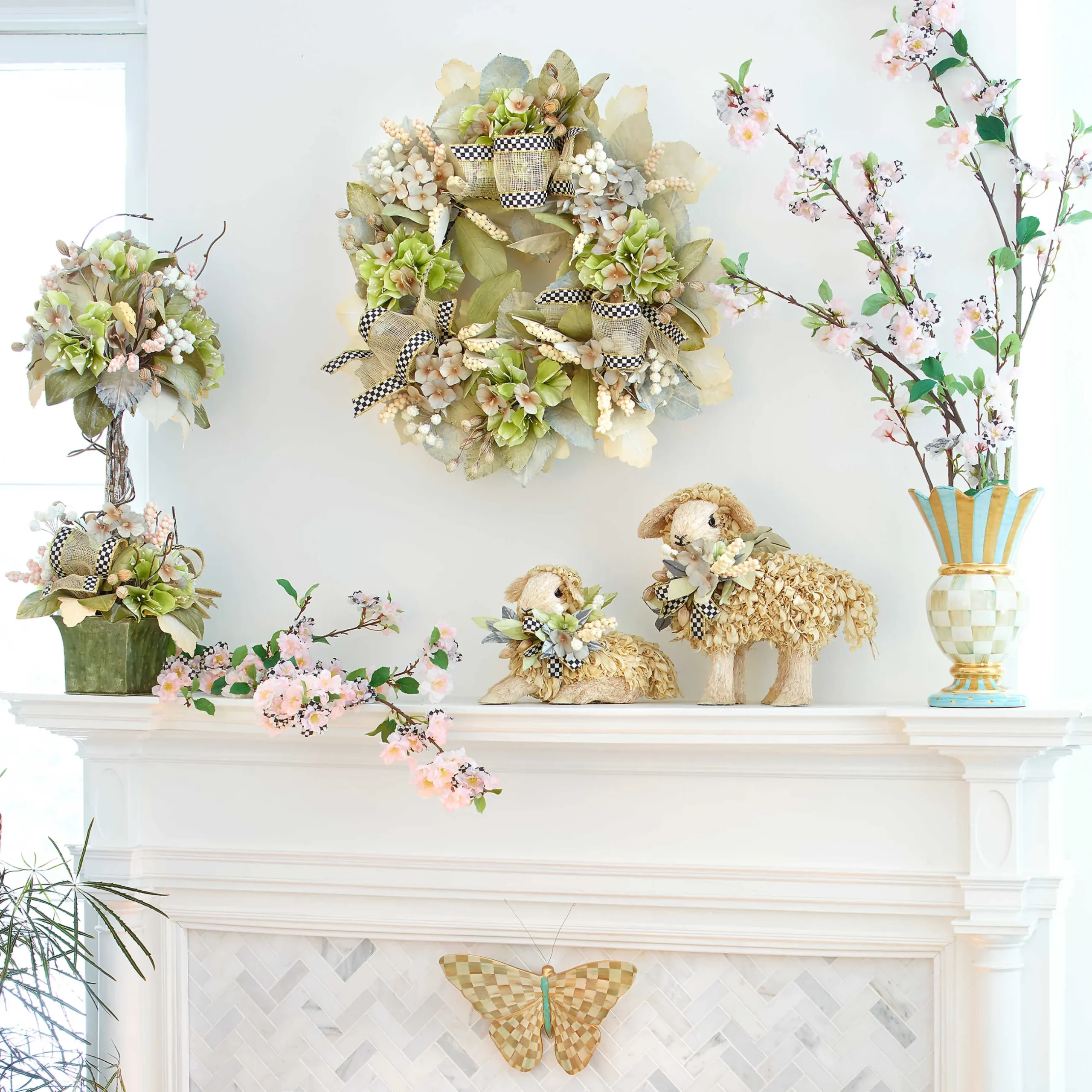 Hot MacKenzie-Childs Parchment Check Butterfly Wall Decor