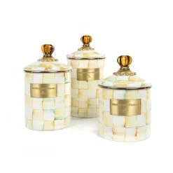 Sale MacKenzie-Childs Parchment Check Enamel Canister - Medium