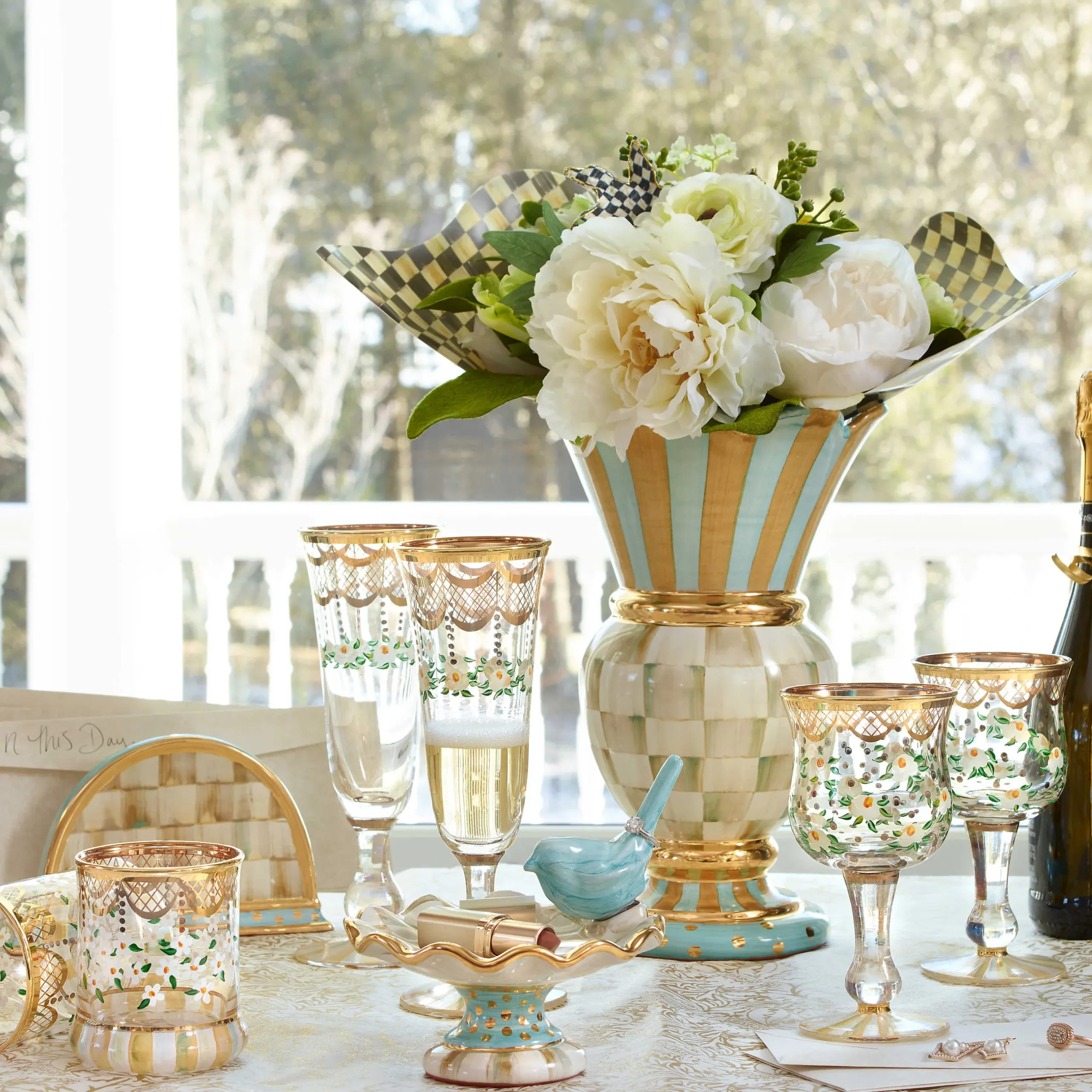 Discount MacKenzie-Childs Parchment Check Great Vase