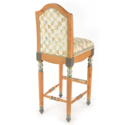 Sale MacKenzie-Childs Parchment Check Underpinnings Bar Stool With Back
