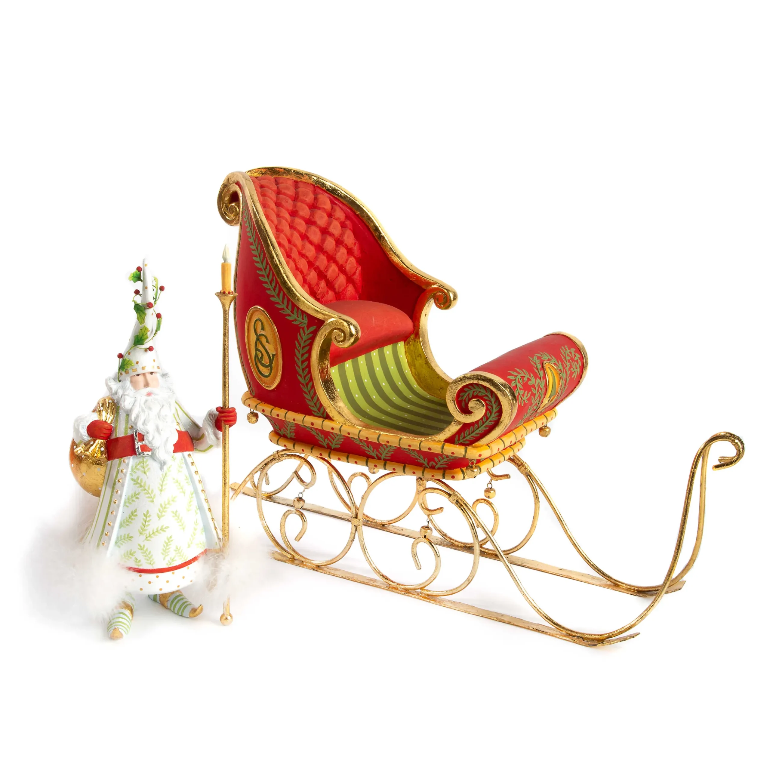 Best MacKenzie-Childs Patience Brewster Dash Away Candlelight Santa Figure