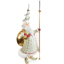 New MacKenzie-Childs Patience Brewster Dash Away Candlelight Santa Display Figure