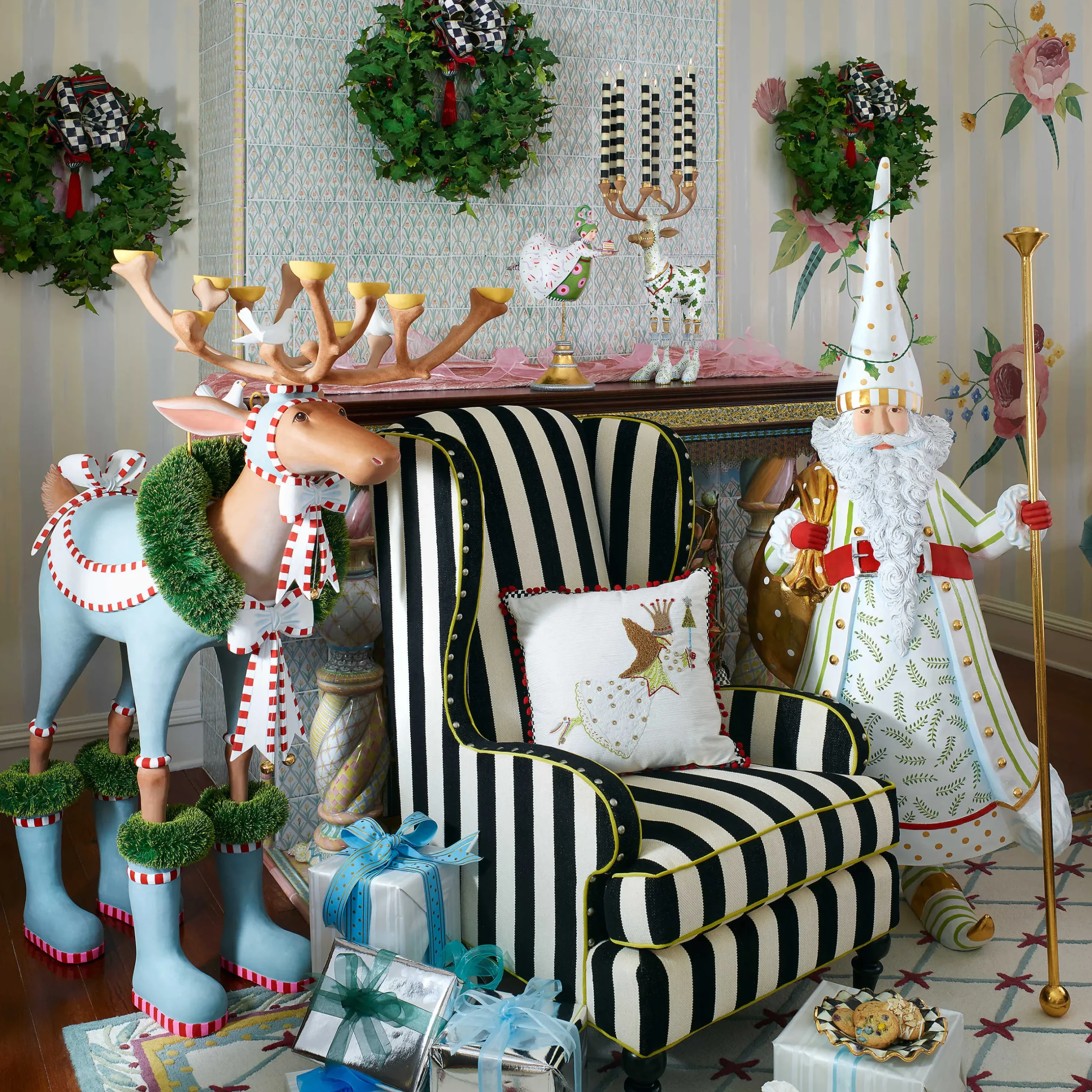 Hot MacKenzie-Childs Patience Brewster Dash Away Vixen Reindeer Candelabra