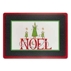 Clearance MacKenzie-Childs Patience Brewster Season'S Greetings! Cork Back Placemats - Set Of 4