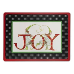 Clearance MacKenzie-Childs Patience Brewster Season'S Greetings! Cork Back Placemats - Set Of 4