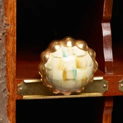 Outlet MacKenzie-Childs Petit Four Round Knob - Parchment Check