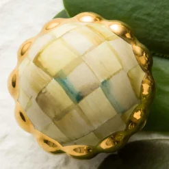 Outlet MacKenzie-Childs Petit Four Round Knob - Parchment Check