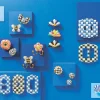 Outlet MacKenzie-Childs Petit Four Round Knob - Royal Check