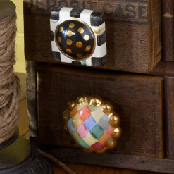 Discount MacKenzie-Childs Petit Four Square Knob - Courtly Check