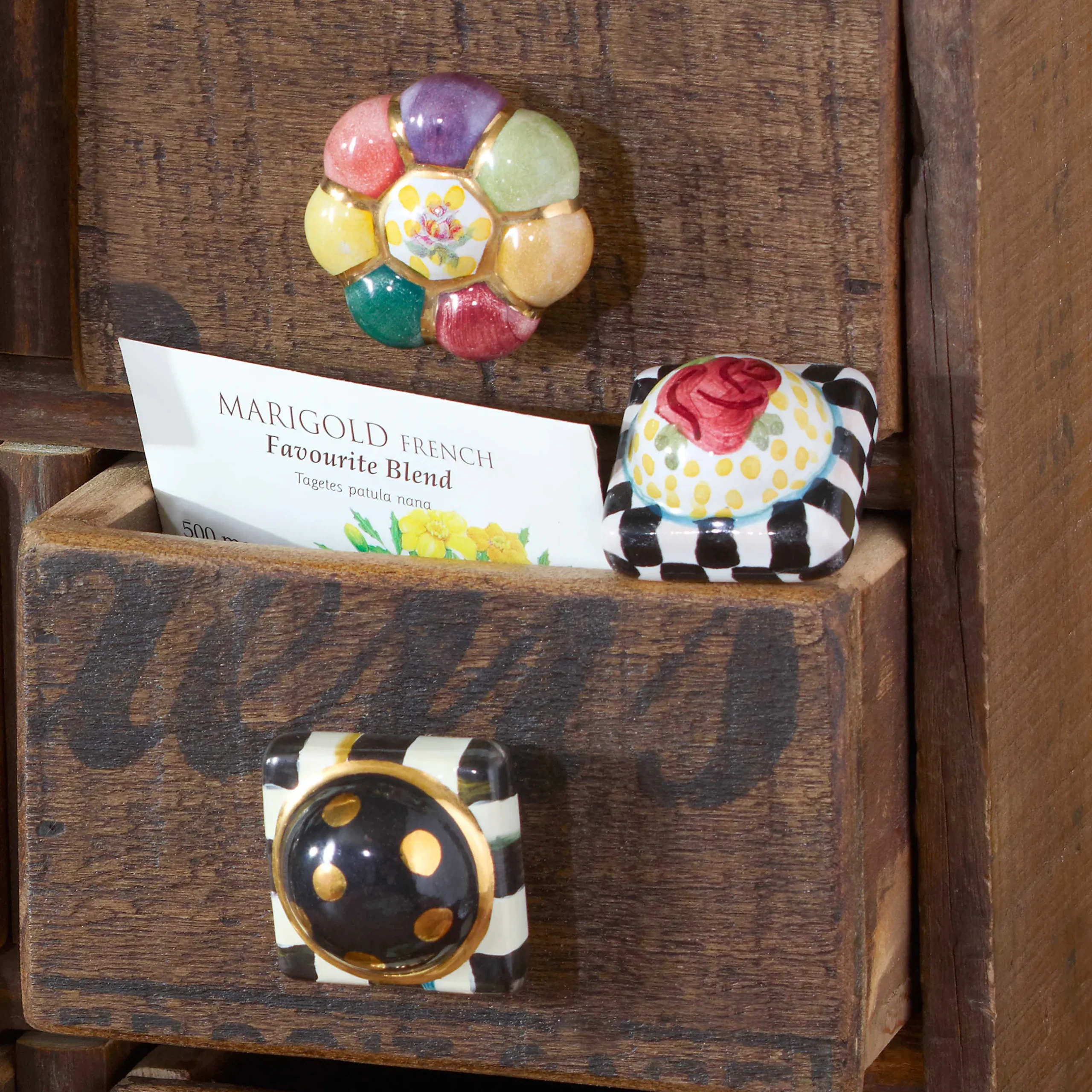Discount MacKenzie-Childs Petit Four Square Knob - Courtly Check