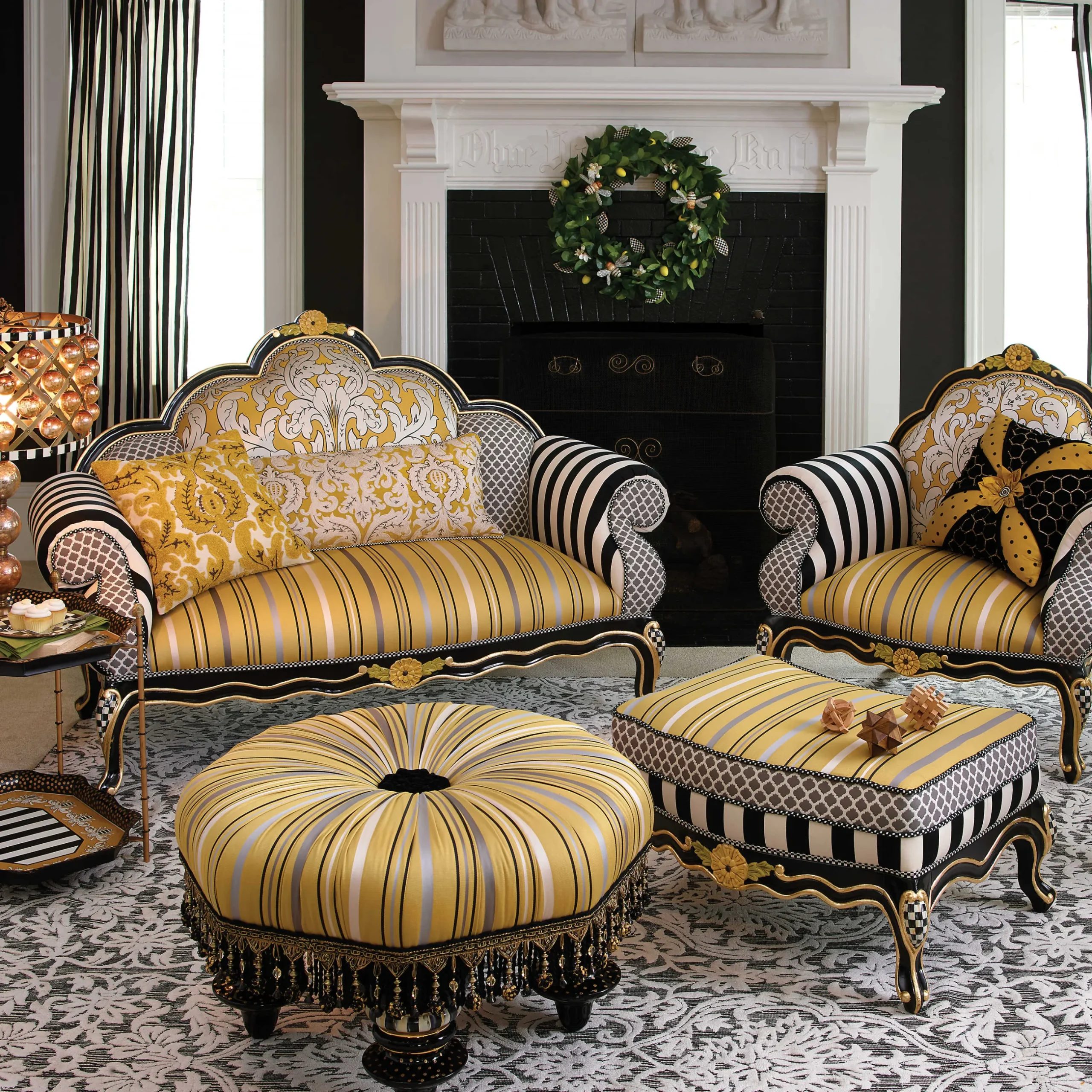 Discount MacKenzie-Childs Queen Bee Ottoman