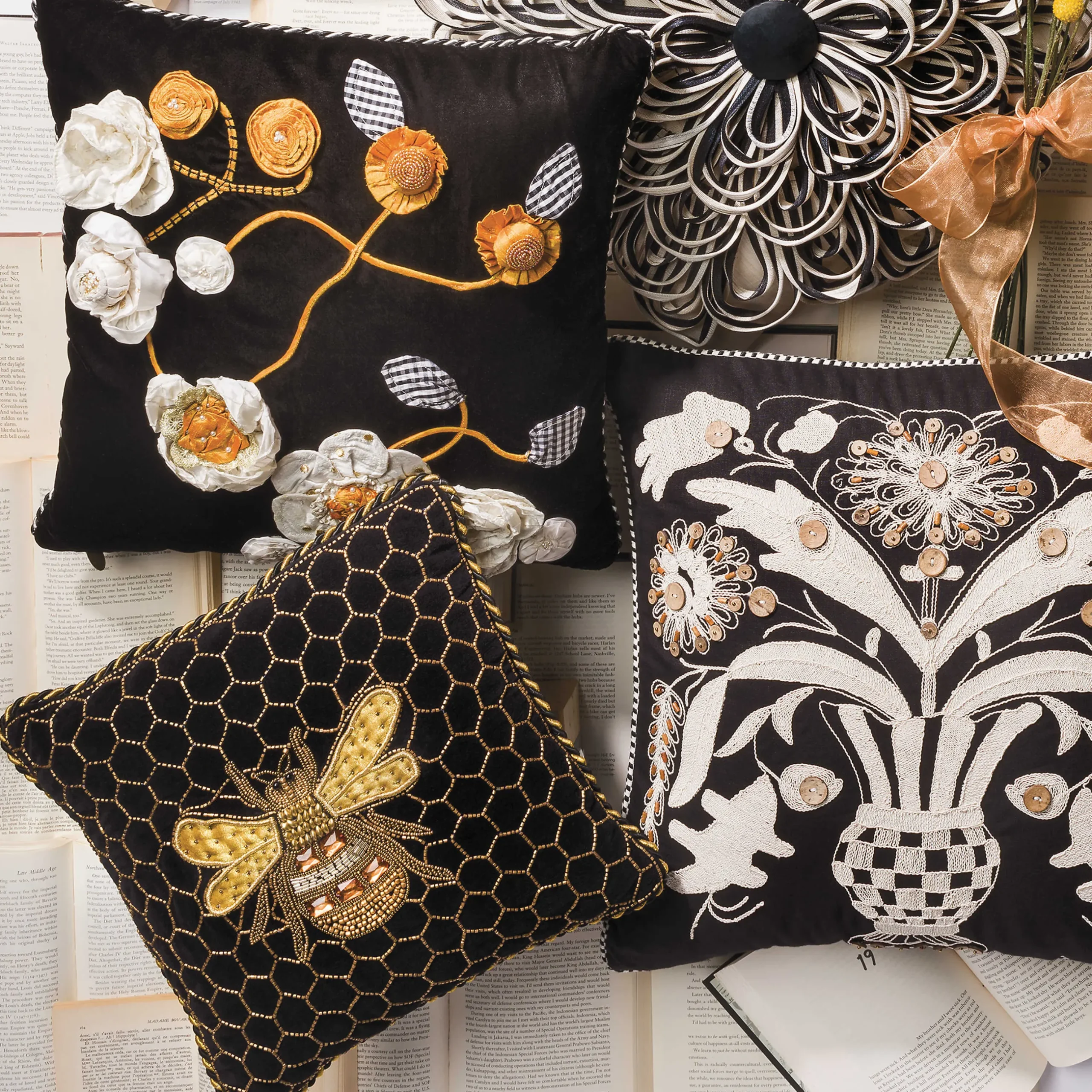 Discount MacKenzie-Childs Queen Bee Pillow