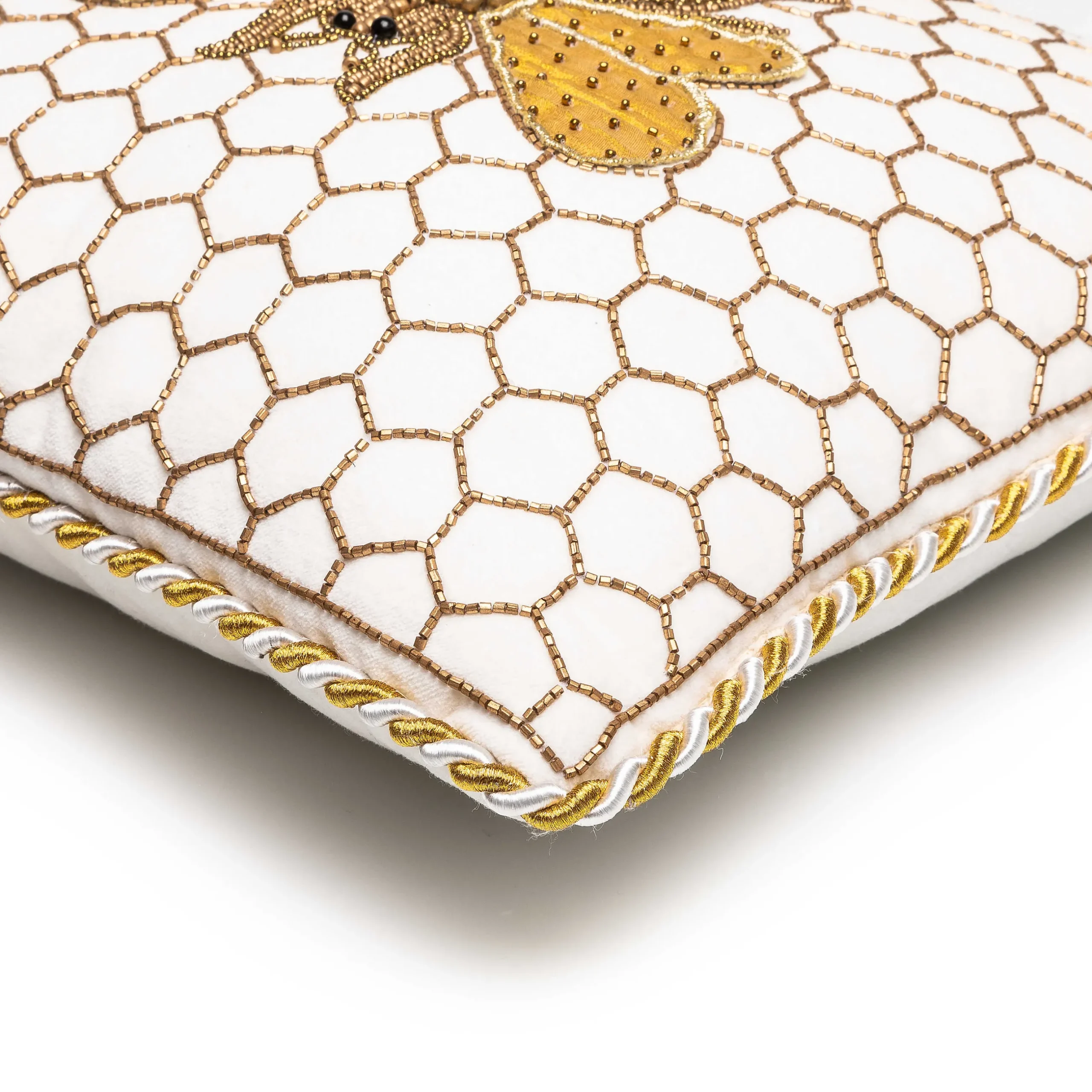 Clearance MacKenzie-Childs Queen Bee Pillow - Ivory