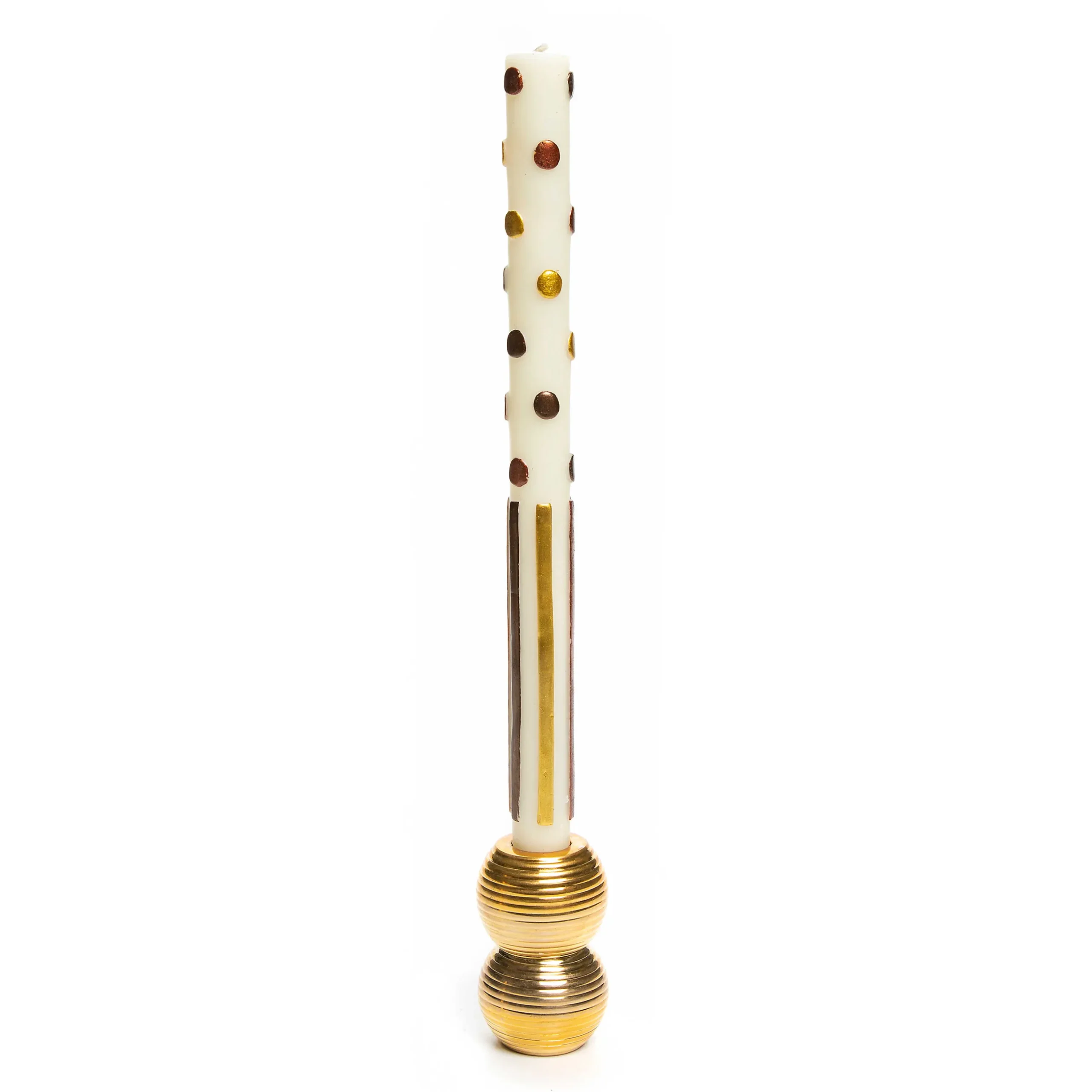 Sale MacKenzie-Childs Ribbed Double Sphere Candle Holder - Gold