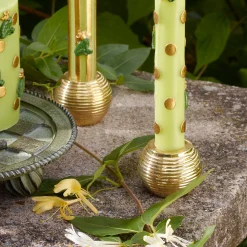 Clearance MacKenzie-Childs Ribbed Sphere Candle Holders - Gold - Set Of 4