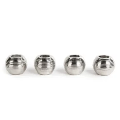 Clearance MacKenzie-Childs Ribbed Sphere Candle Holders - Silver - Set Of 4