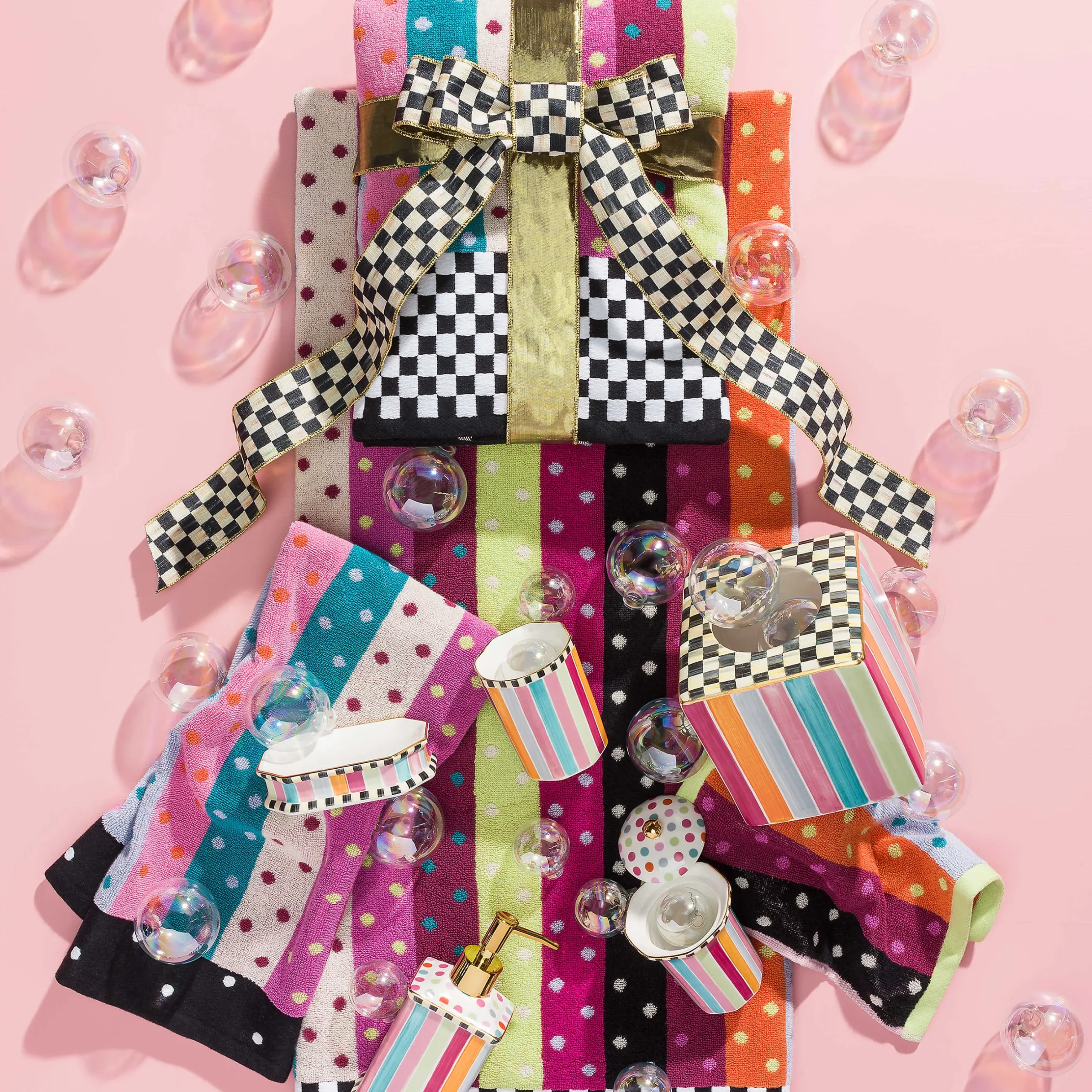 MacKenzie-Childs Ribbon & Dot Boutique Tissue Box Holder