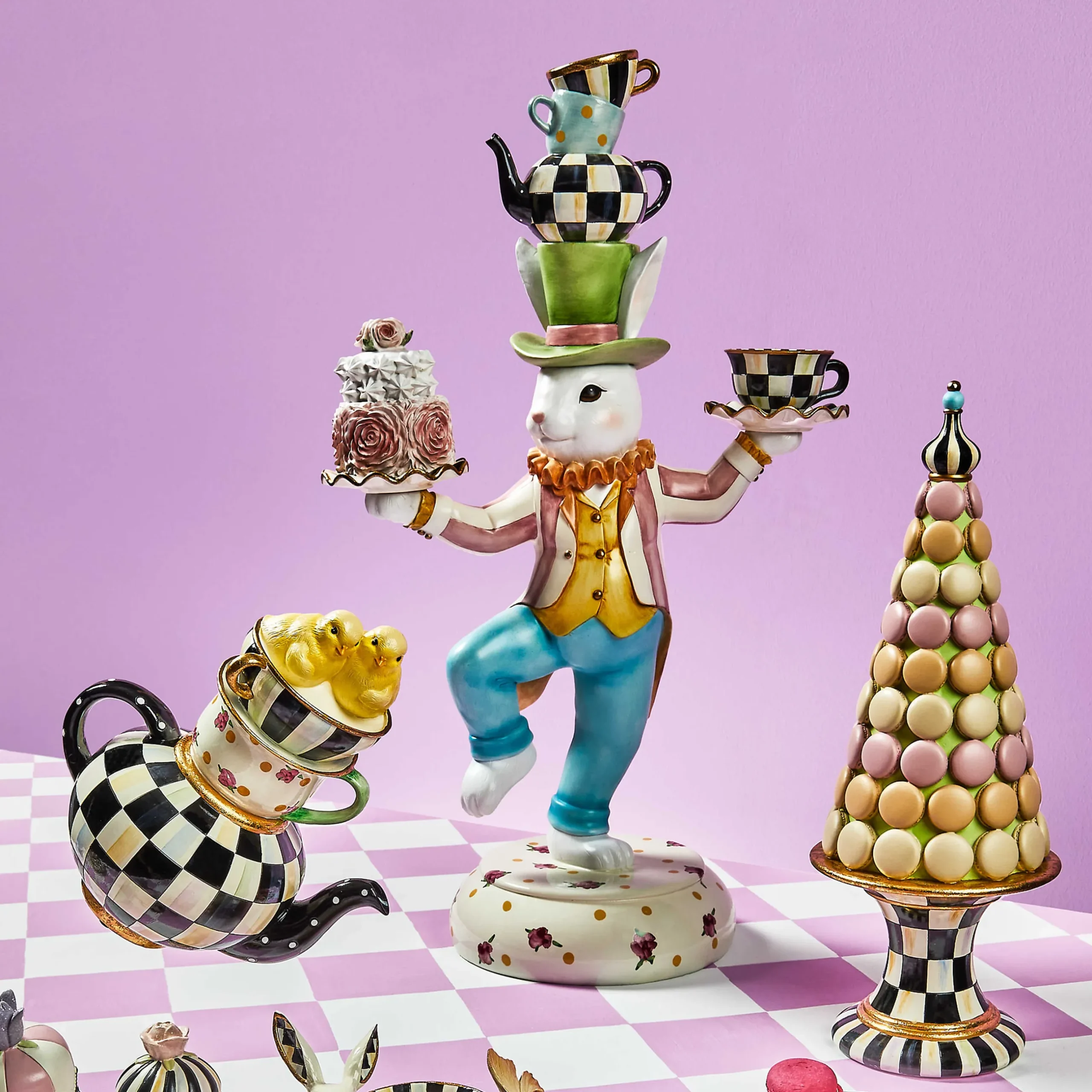 New MacKenzie-Childs Rose Rabbit Centerpiece