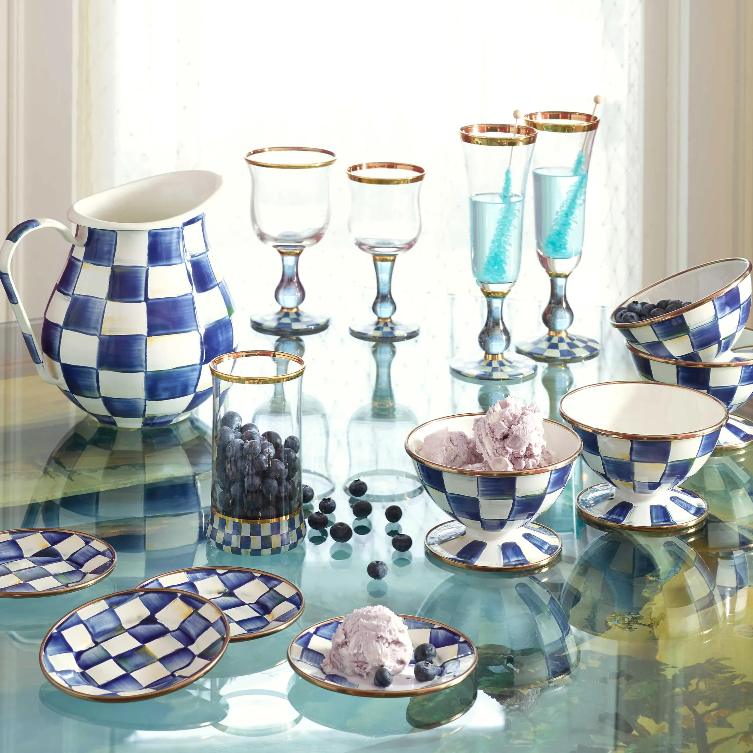 Sale MacKenzie-Childs Royal Check Enamel Appetizer Plates - Set Of 4