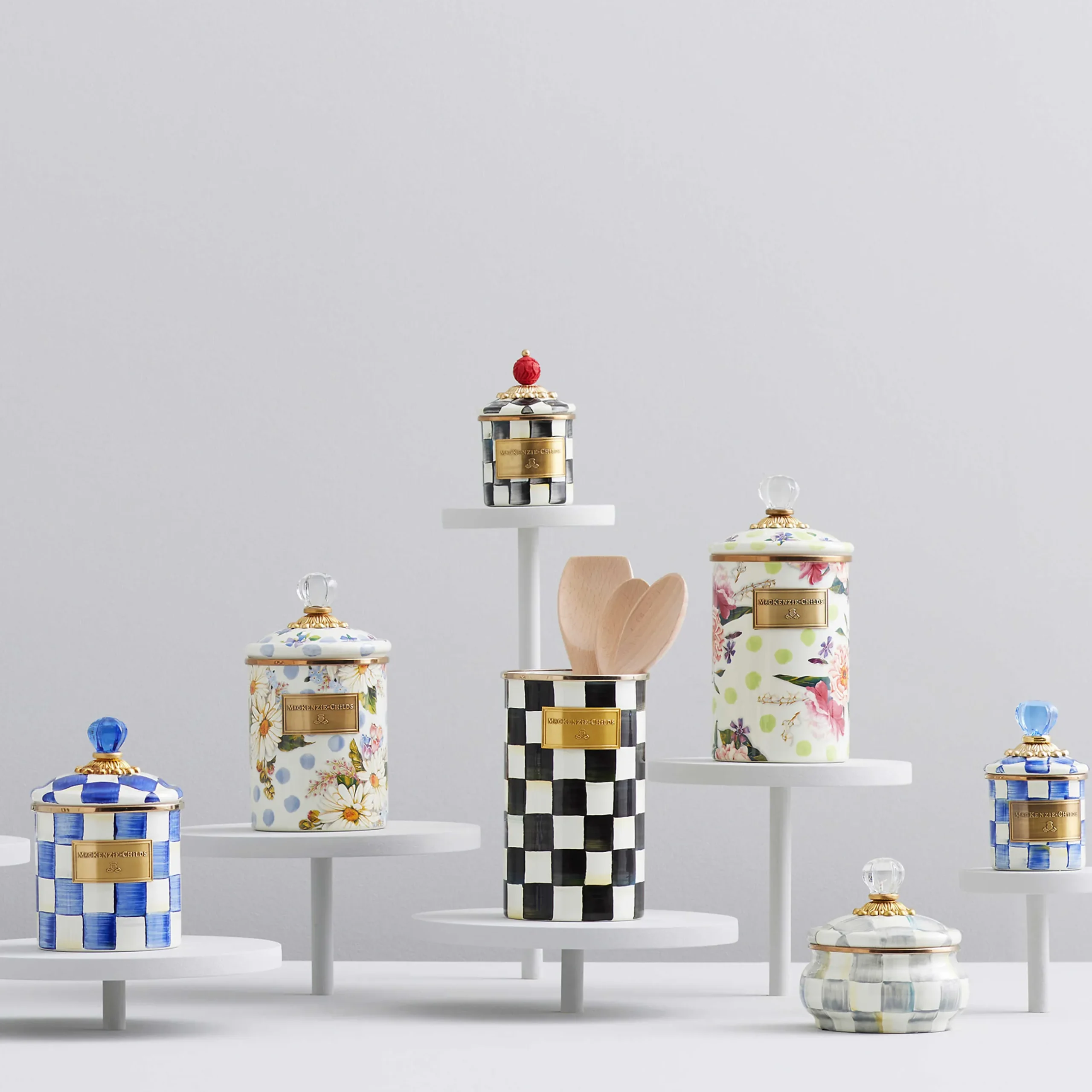 Hot MacKenzie-Childs Royal Check Enamel Canister - Mini