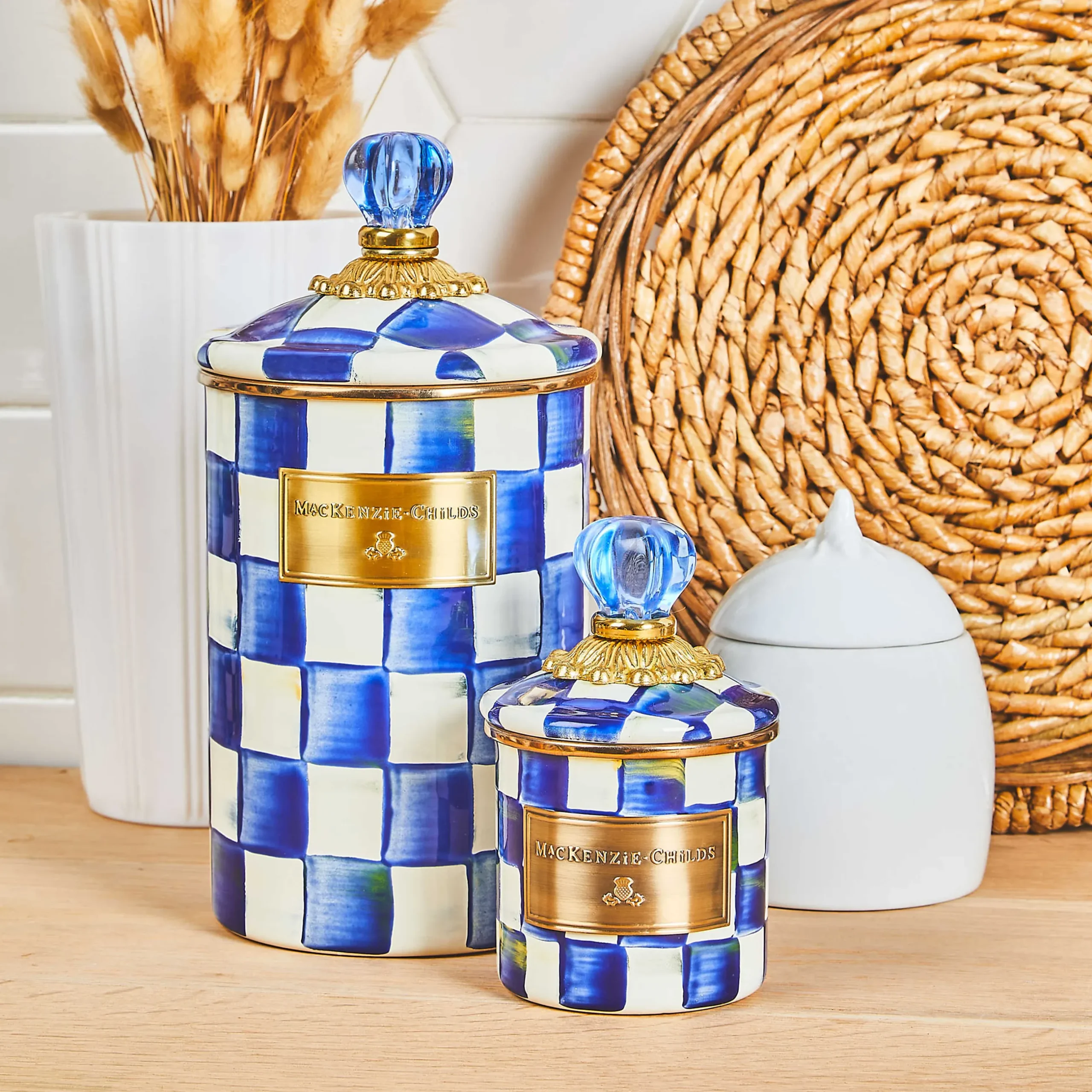 Hot MacKenzie-Childs Royal Check Enamel Canister - Mini