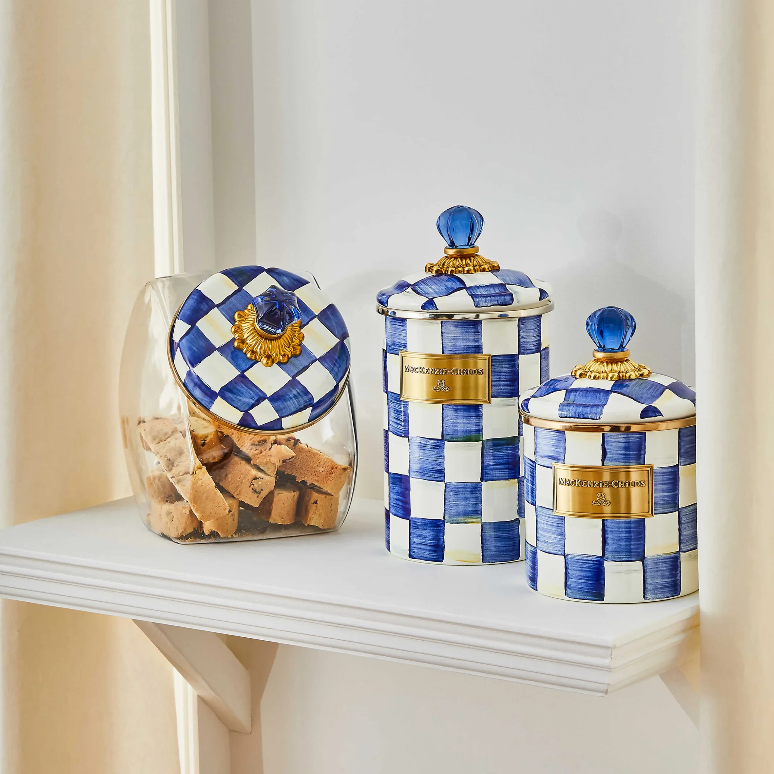 Clearance MacKenzie-Childs Royal Check Enamel Canister - Small
