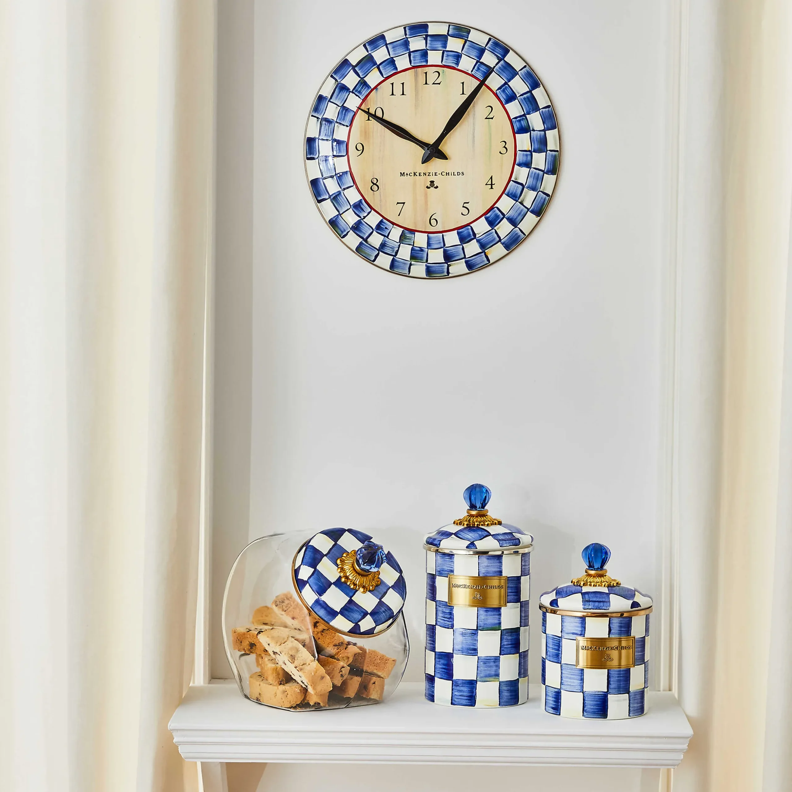 Hot MacKenzie-Childs Royal Check Enamel Clock