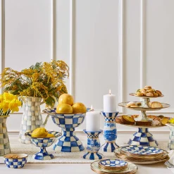 Outlet MacKenzie-Childs Royal Check Enamel Compote - Large
