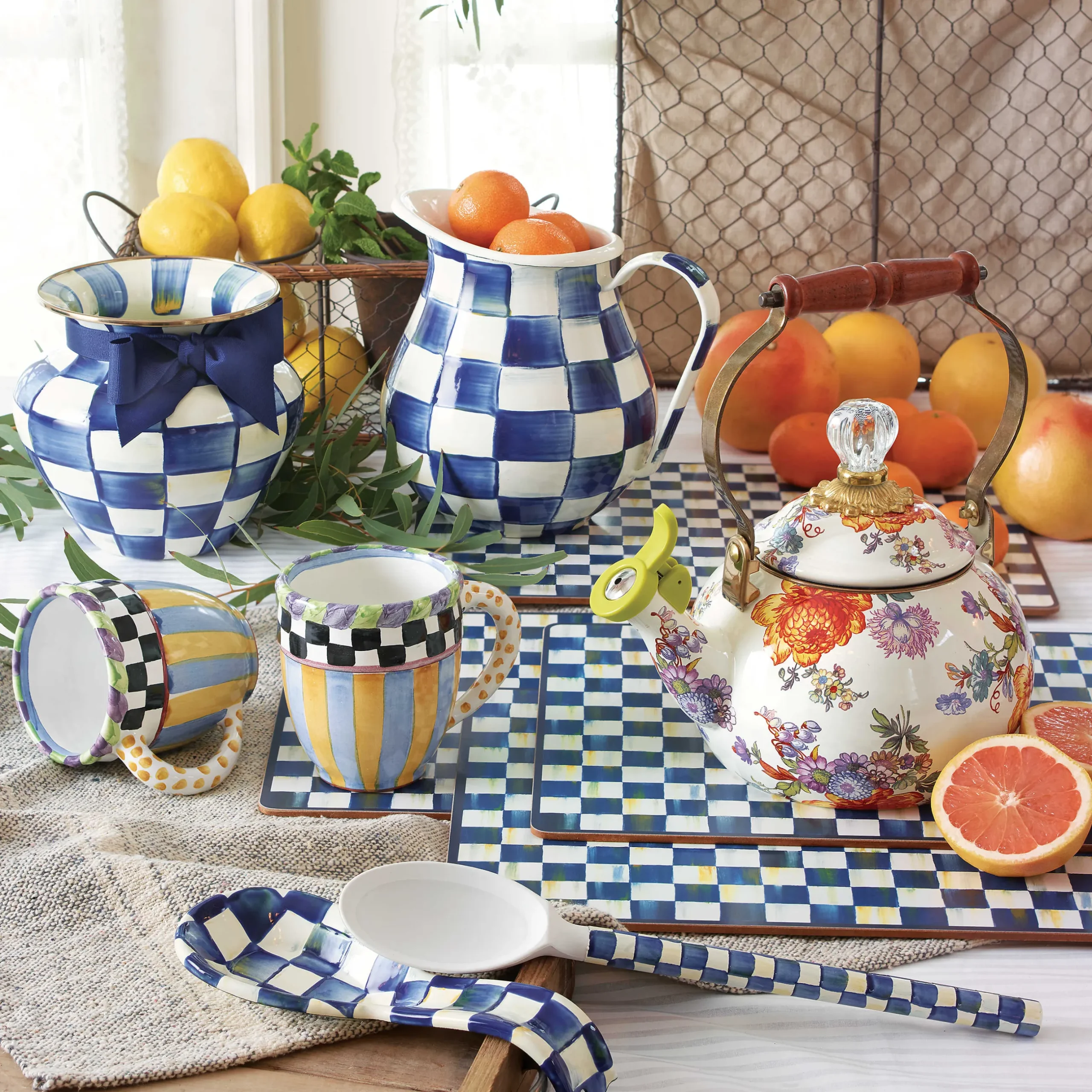 Sale MacKenzie-Childs Royal Check Enamel Large Vase