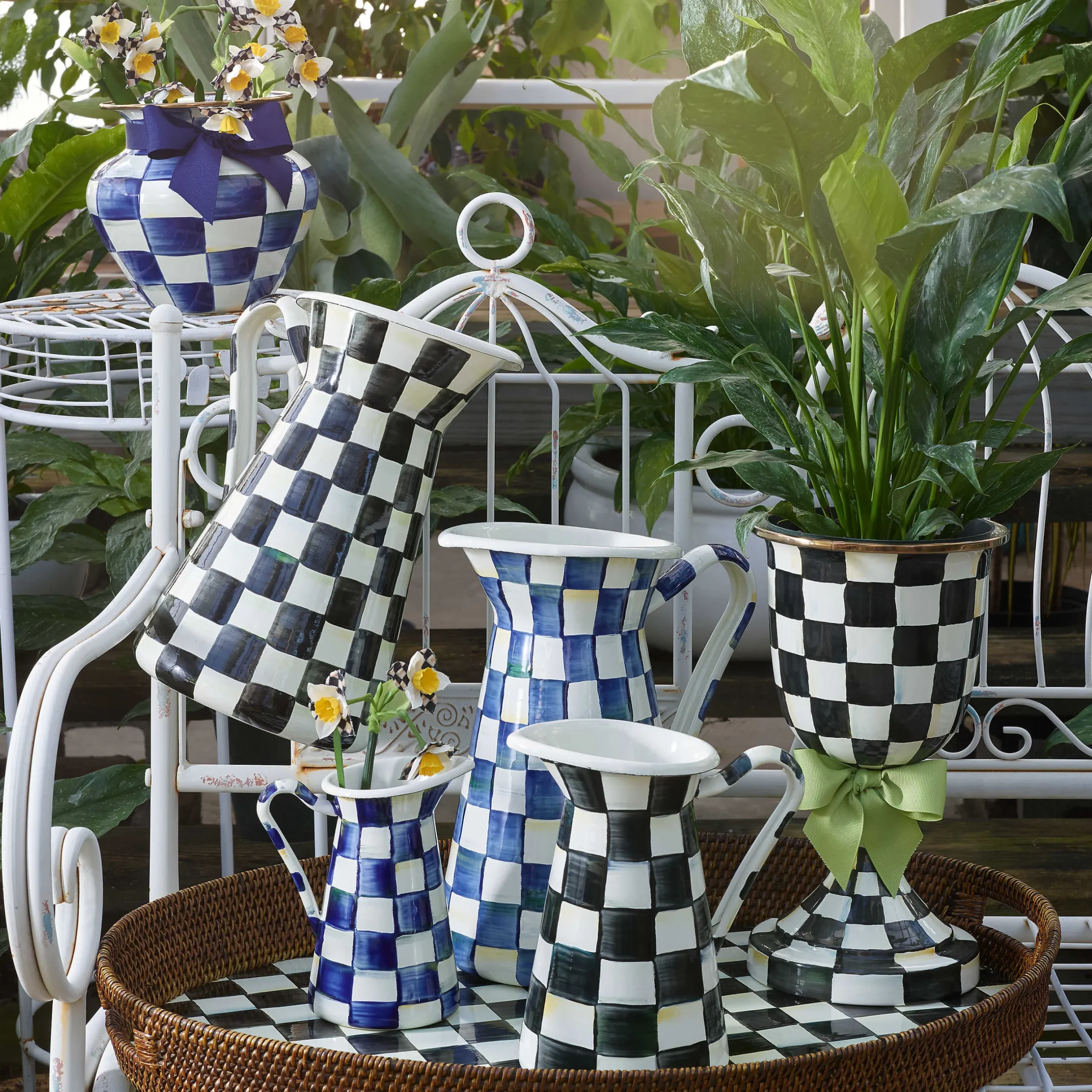 Sale MacKenzie-Childs Royal Check Enamel Large Vase