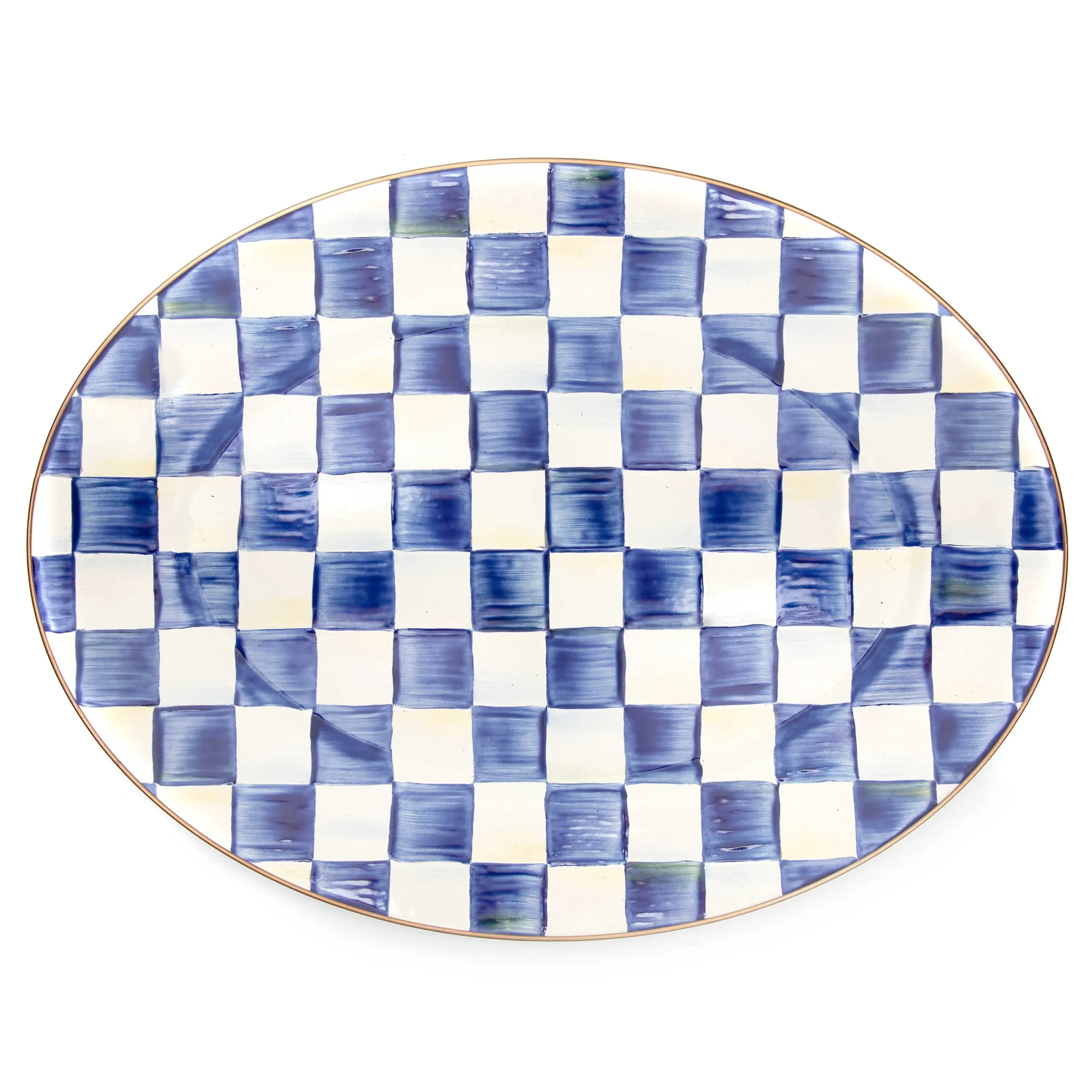 Clearance MacKenzie-Childs Royal Check Enamel Oval Platter - Medium