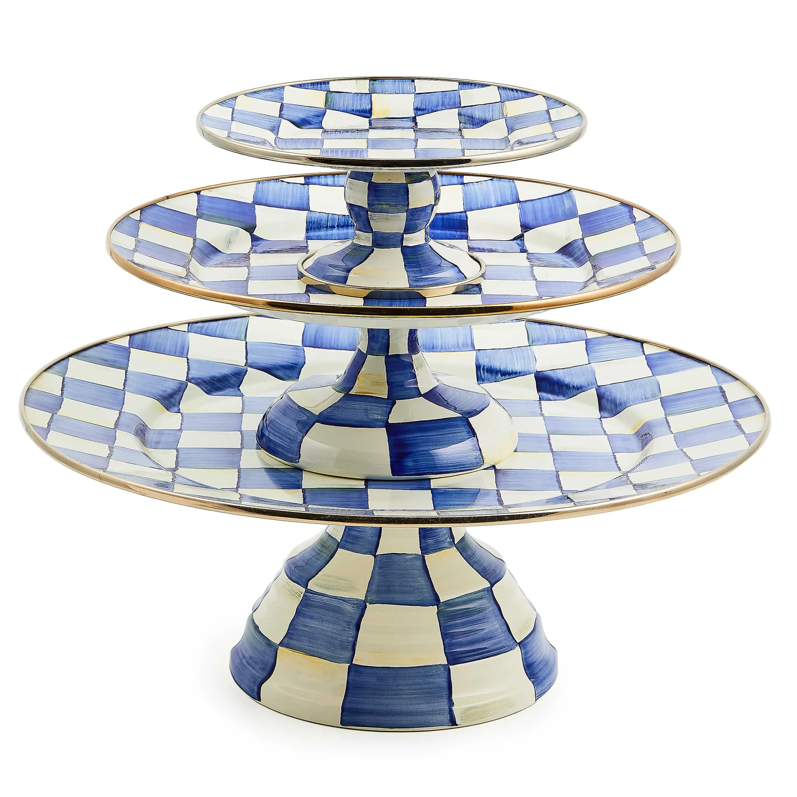 Sale MacKenzie-Childs Royal Check Enamel Pedestal Platter - Small