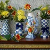 New MacKenzie-Childs Royal Check Enamel Pedestal Vase