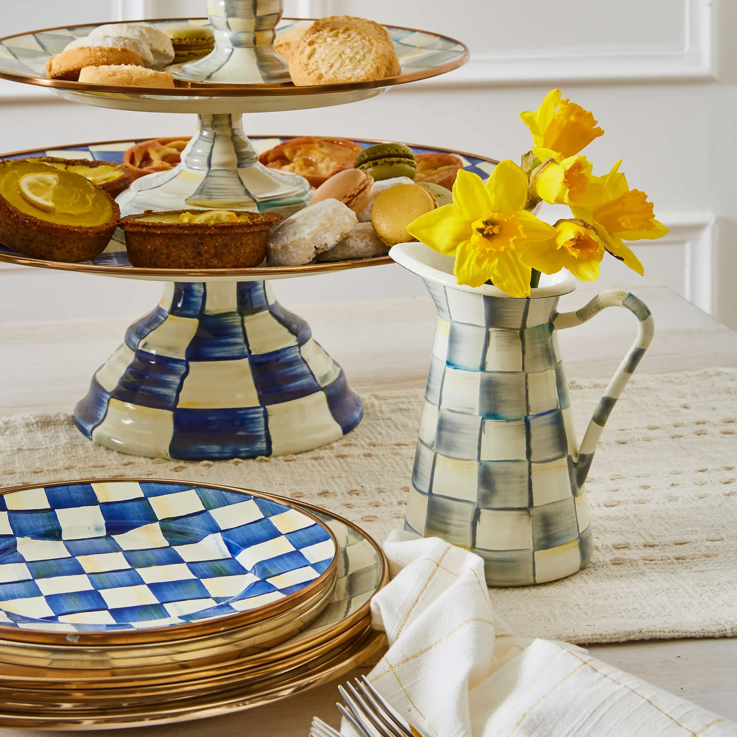 Sale MacKenzie-Childs Royal Check Enamel Salad/Dessert Plate
