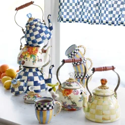 Online MacKenzie-Childs Royal Check Enamel Tea Kettle - 3 Quart